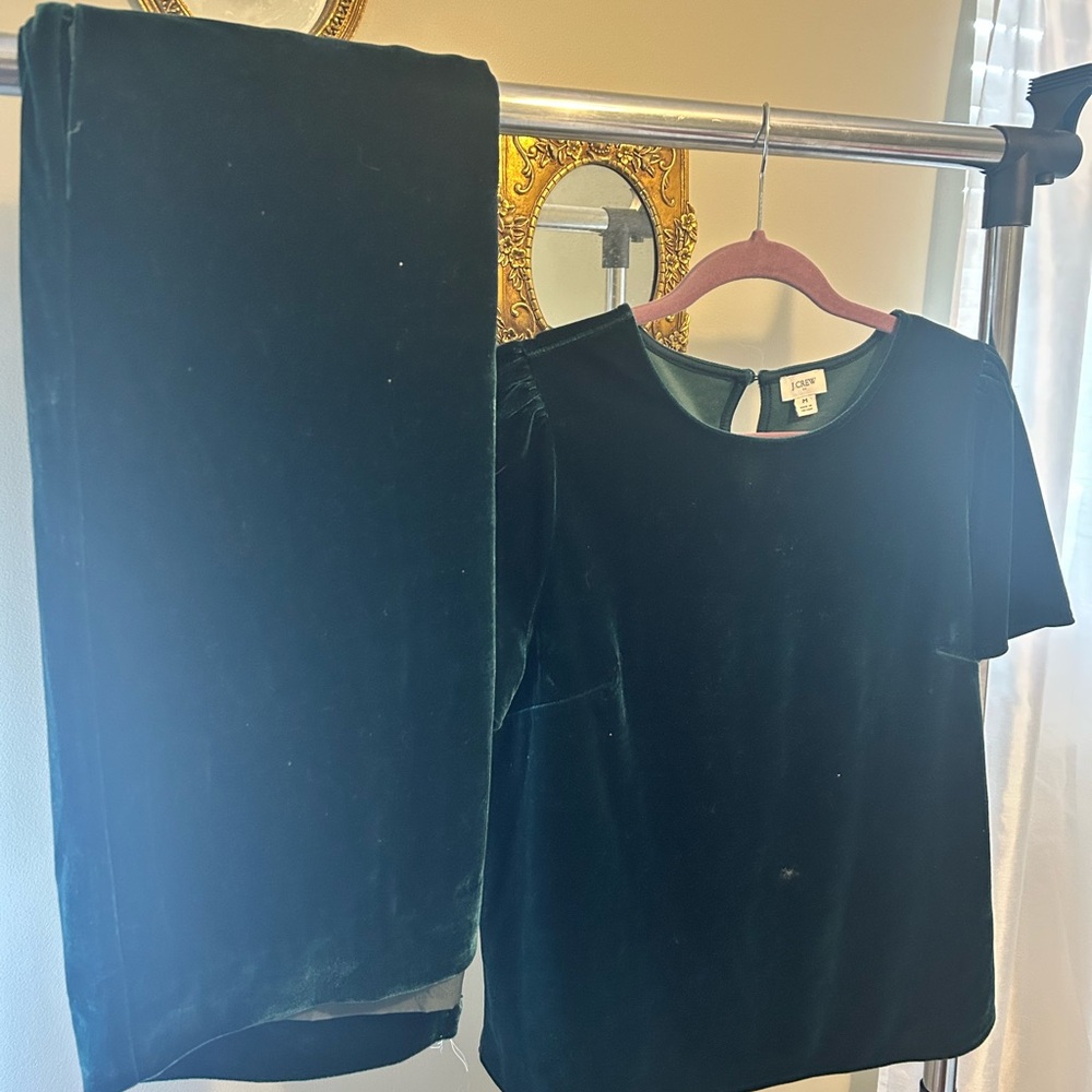 J. Crew Chic Velvet Top and Skirt Set